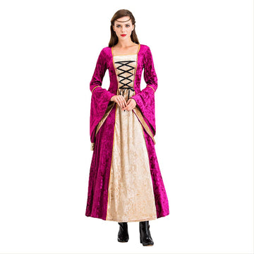 Halloween Vestido Rosa de Lujo Retro Medieval Renacimiento Vestido de Corte para Adultos Femenino